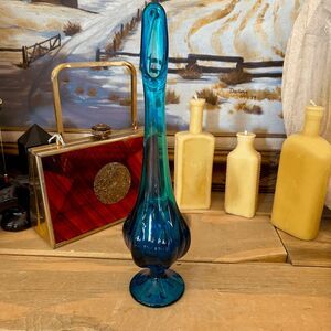 Vintage Viking Epic 6 Pedestal Bluenique Bud Vase MCM